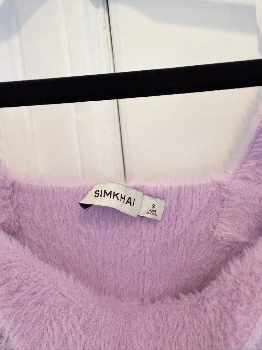 SIMKHAI Lilac Fuzzy Cropped Tank and V-Neck Button Cardigan Sweater Set - Picture 3 of 4